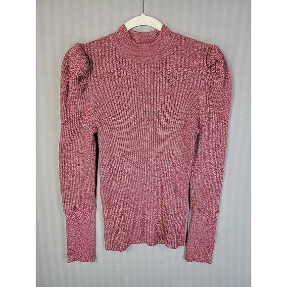 who what wear womens romantic sweater size large puff shoulder ribbed knit - Picture 1 of 8